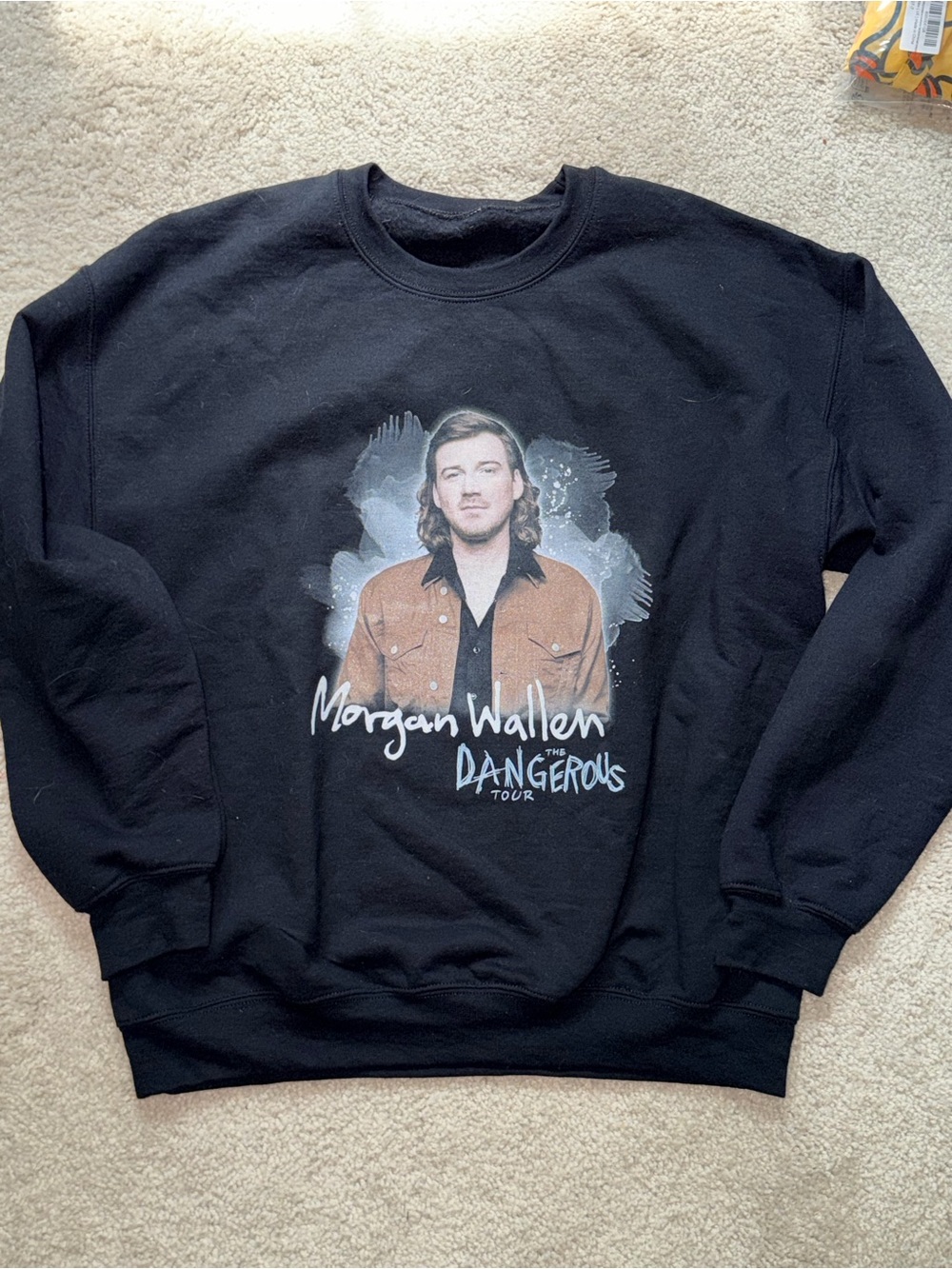Morgan Wallen Black 'Dangerous Tour' Graphic Crewneck Sweatshirt